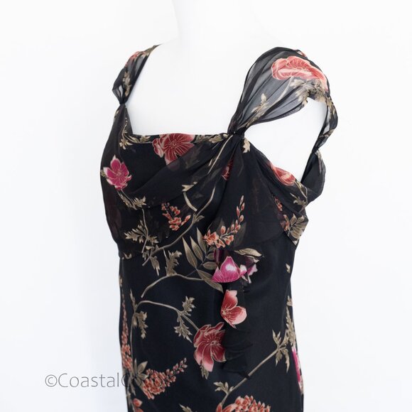 Vintage David Warren 12/14 Floral 100% Silk Flutter Y2K Dark Romantic Whimsigoth - Picture 6 of 12